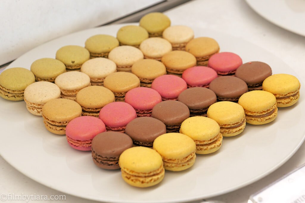 Assorted French macarons and cakes at the Voisin dessert bar