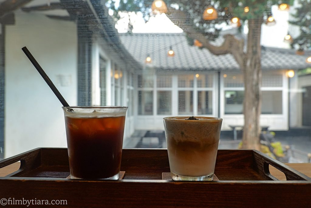 Gomae Cream Coffee and Americano at Gomae Coffee, a must-visit Yongin Hanok Cafe